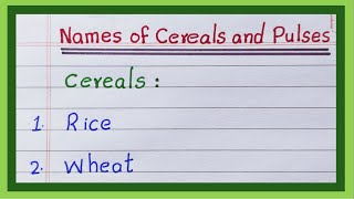 Names of Cereals and Pulses  Cereals and Pulses Names in English [upl. by Eedyaj]