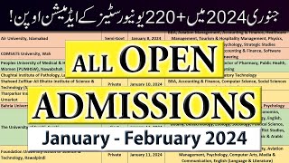 All Open Admissions in January 2024  220 GovtPrivate Universities Admissions Open [upl. by Charisse]