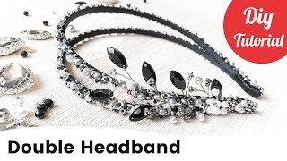 Beaded Bridal Double Hair Headband Tutorial DIY Gift Idea [upl. by Lednar471]