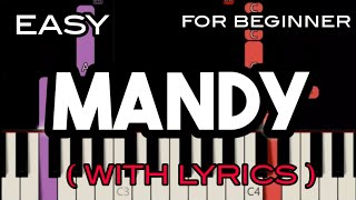 MANDY  LYRICS   BARRY MANILOW  SLOW amp EASY PIANO [upl. by Netta293]