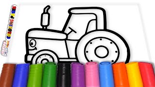 🚜 Tractor Fun Rev Up Your Creativity with our Tractor Coloring Page 🎨  Akn Kids House [upl. by Marjie454]