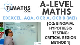 ALevel Maths O208 Binomial Hypothesis Testing Critical Region Method 1 [upl. by Rein]