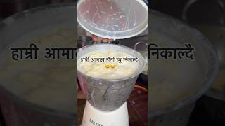 Extracting butter for ghee हाम्री आमाले नौनी निकाल्दै food process butter ghee home fyp [upl. by Vial]