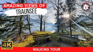 Traunsee Traunstein Austria Amazing 🌄 Mountain Scenery at the Lake ☀️ 4K Virtual Walking Tour [upl. by Hackett]