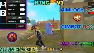 KING V1 FF INJECTOR  AIMLOCK  AIMBOT 🤯 ALL PHONE WORKING 🔰 cs rank push working [upl. by Irdua543]