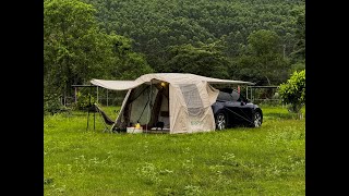 Rainy Solo Camping with a Model Y and Tentsla [upl. by Reba268]