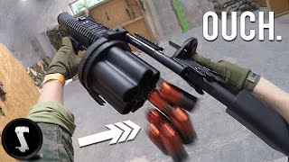 Airsoft Players get F€D UP by Painful 40mm Grenade Launcher [upl. by Carny]