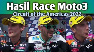 Hasil Race Moto3 Amerika 2022 KTM Juara Honda Sapu Podium  Mario Aji Finish [upl. by Truitt]