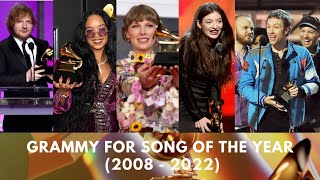 GRAMMY SONG OF THE YEAR WINNERS AND NOMINEES SINCE 2008 [upl. by Ylrbmik]