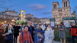 Procession avec la Vierge Pèlerine de la France Prie 30012024  Paris [upl. by Lilahk210]