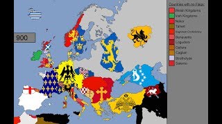 Europe Timeline of National Flags 1 AD  1000 [upl. by Ruel]