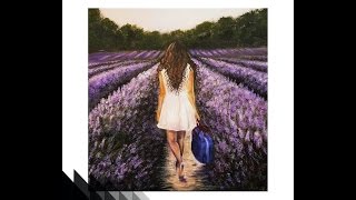 Acrylic Painting Girl in a Lavender Field SPEED PAINTING [upl. by Jezabelle862]