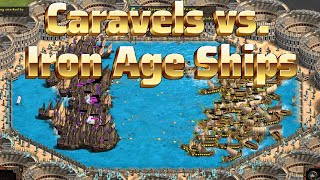 AoE2 Caravels Battle Iron Age Ships AoE1 [upl. by Atyekram790]