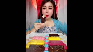 Asmr eating chocolate ice cream flavor cherry milk Crispy delicious short video [upl. by Madelon]