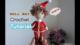 How to crochet Doll boy in santa suite [upl. by Evangelist]