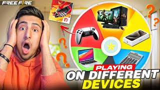 Playing Free Fire On Different Devices😱😍Pc Mobile Ps5 And More🤣As Gaming  Free Fire India [upl. by Clover53]