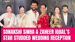 Sonakshi Sinha Zaheer Iqbal Wedding  Rekha Kajol Raveena Tandon And Others At Wedding Reception [upl. by Hakym]