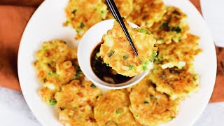 Delicious Chewy Shrimp and Mushroom Jeon  No flour  Healthy Korean Jeon  Great Side Dish  새우버섯전 [upl. by Dulla999]