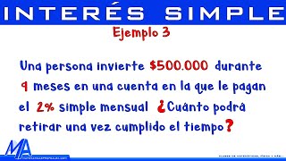 Interés simple  Ejemplo 3 [upl. by Atiekahs]