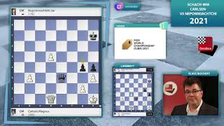 Carlsen vs Nepomniachtchi  Schachweltmeisterschaft 2021 Partie 8  Live mit GM Klaus Bischoff [upl. by Tonl]