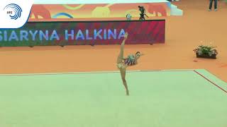 Katsiaryna HALKINA BLR  2018 Rhythmic Europeans all around final clubs [upl. by Filmer966]