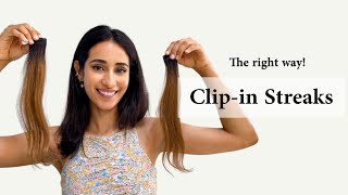 Clipin Streaks  The Right Way To Use  Coloured Hair Extensions  Human Hair Extensions India [upl. by Eerrehs591]