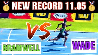 BRAMWELL VS WADE 🔥NEW RECORD ⚡1105⚡IN 100M FINALS CORPORATE AREA CHAMPS 2022 trackandfield 100m [upl. by Keelin423]