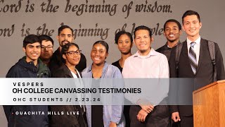 College Canvassing Testimonies  Vespers Ouachita Hills [upl. by Zachar626]