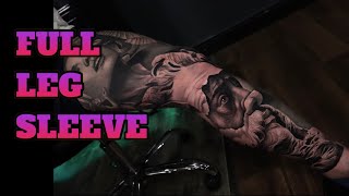 FULL LEG SLEEVE MUST WATCH tutorial tattoo real time by Mrreyesink [upl. by Seraphine]