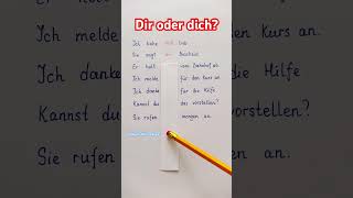 Dir oder dich Dativ oder Akkusativ deutsch deutschlernen german learngerman deutscha1 shorts [upl. by Nanete18]