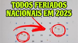 FERIADOS NACIONAIS 2025  QUANTOS FERIADOS TEM EM 2025 [upl. by Attenwahs]