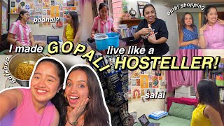 I made Gopali live like a HOSTELLER🎒✨ safai chipkali cooking in hostel padhai [upl. by Eidnalem]