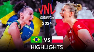 🇧🇷 BRAZIL vs POLAND 🇵🇱  Highlights  Womens VNL 2024 [upl. by Aryamoy]