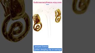 Jacques Esterel designer clipon earrings  Removable gold rings  Vintage 80s jewelry collection [upl. by Mert56]