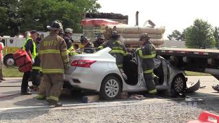 Woman Flown from Motor Vehicle Accident Involving a TractorTrailer [upl. by Nnaihs]