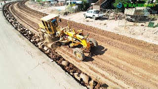 Incredible Techniques Operator Motor Grader Plowing Foundation Road Process  Grader Spreading Skill [upl. by Ylreveb]