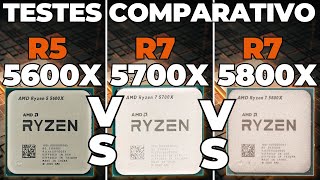 Ryzen 5 5600X vs Ryzen 7 5700X vs Ryzen 7 5800X  Testes Comparativo 2024 [upl. by Rednazxela]