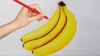 How to Draw Bananas Easy Step by Step CAM STYLES [upl. by Nyleaj]