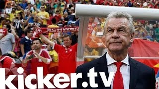 WM Schweiz  Selbstbewusste Schweiz Hitzfeld fordert Offensivgeist  kickertv [upl. by Ellinad]