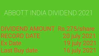 ABBOTT INDIA SHARE DIVIDEND 2021 RECORD DATE [upl. by Eaner]