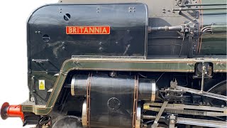 Heritage Steam Locomotive Britannia BR 70000 Leaving ELR Castleton DMU Freight 26042024 [upl. by Hild]