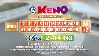 Tirage du midi Keno® du 06 janvier 2023  Résultat officiel  FDJ [upl. by Atelokin495]