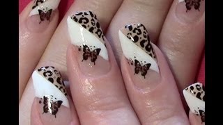 Leo  Schmetterling Nageldesign selber machen  Nail Art Design Tutorial Stamping amp Nail Sticker [upl. by Lemuela]