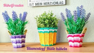 Häkelmuster einfach  schön 🥰 Hülle häkeln zB für Bllumentöpfe Vasen etc 👍 [upl. by Nesnah]