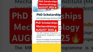 PhD Scholarships Mechanobiology AUGUST 2025 Apply now ☝️✨✨research phd shorts youtubeshorts [upl. by Anelaj]