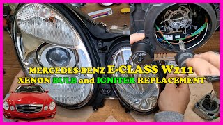 Mercedes EClass W211 XENON headlight low amp high beam repair D2S bulb igniter or ballast change [upl. by Ollehcram365]