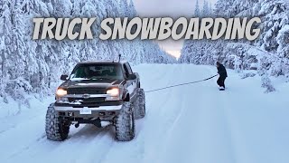 Taking My Solid Axle Swapped Chevy Silverado For A Rip and towing Denny on a snowboard chevy sas [upl. by Federica]