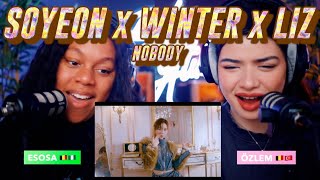 MV SOYEON of GIDLE X WINTER of aespa X LIZ of IVE NOBODY reaction [upl. by Torrin]