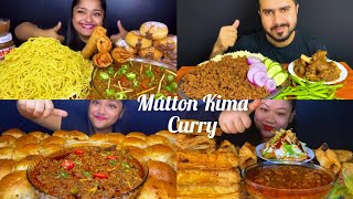 ASMR EATING SPICY🔥 MUTTON KIMA CURRY 😋 with Pav Noodles Pettish Spring Roll Rice 😋 food compilation [upl. by Tergram]