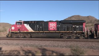 Three CN leaders EB empty grain train at Antares [upl. by Adnoval718]